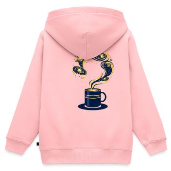 Espace du Café Galactique - Sweat Premium à capuche zippé enfant bio - rose - Dos - AI Model Kid Female (0cm)