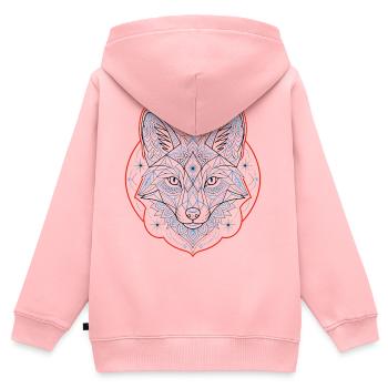 Tatouage du mandala géométrique du renard - Sweat Premium à capuche zippé enfant bio - rose - Dos - AI Model Kid Female (0cm)