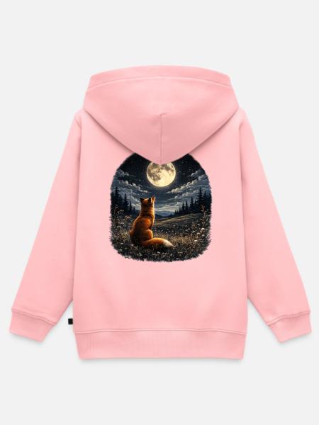 Mondlichtfuchs im Nachtwald - Kinder Premium Organic Zip Hoodie - Rosa