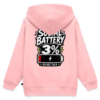 Batterie sociale : ne parle pas - Sweat Premium à capuche zippé enfant bio - rose - Dos - AI Model Kid Female (0cm)