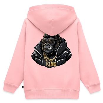 Urban Gorilla King – Streetwear Style - Kinder Premium Organic Zip Hoodie - Rosa - Hinten - AI Model Kid Female (0cm)