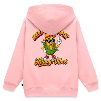Keep It Poppin' - Happy Vibes - Lustiger Mais - Kids Premium Organic Zip-up Hoodie - rose - Back - AI Model Kid Female (0cm)