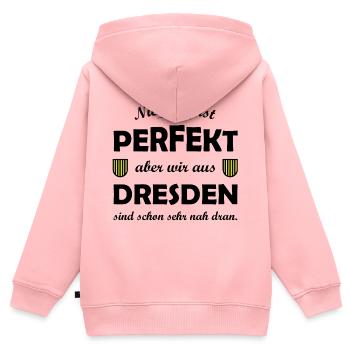 Dresden: Perfekt aus Sachsen - Kinder Premium Organic Zip Hoodie - Rosa - Hinten - AI Model Kid Female (0cm)
