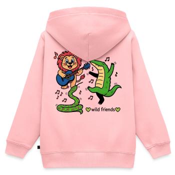 Tierische Freunde machen Musik - Kinder Premium Organic Zip Hoodie - Rosa - Hinten - AI Model Kid Female (0cm)