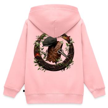 Sicilia n’do cori - Essenza Siciliana - Sweat Premium à capuche zippé enfant bio - rose - Dos - AI Model Kid Female (0cm)