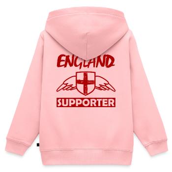 Supporter du Wing-Shield anglais - Sweat Premium à capuche zippé enfant bio - rose - Dos - AI Model Kid Female (0cm)