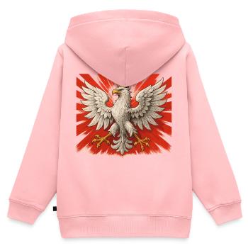 Aigle polonais – Fierté & Tradition Pologne - Sweat Premium à capuche zippé enfant bio - rose - Dos - AI Model Kid Female (0cm)