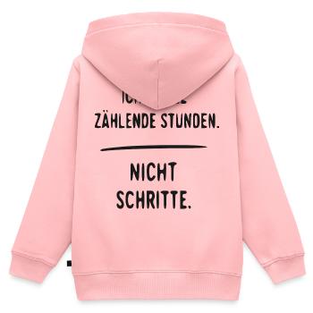 Ich zähle Stunden, nicht Schritte - Kinder Premium Organic Zip Hoodie - Rosa - Hinten - AI Model Kid Female (0cm)