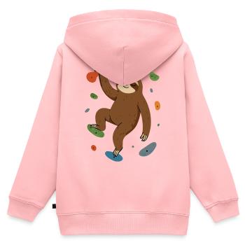Bloc zen de paresseux sur le mur - Sweat Premium à capuche zippé enfant bio - rose - Dos - AI Model Kid Female (0cm)