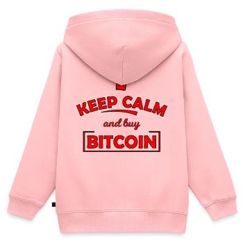 Keep Calm Bitcoin Print - Kinder Premium Organic Zip Hoodie - Rosa - Hinten - AI Model Kid Female (0cm)
