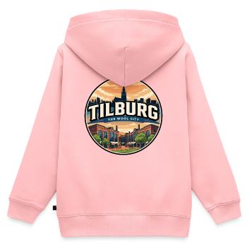 Retro Tilburg Spoorzone Travel Badge - Kids Premium Organic Zip-up Hoodie - rose - Back - AI Model Kid Female (0cm)