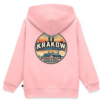 Badge de voyage Sukiennice rétro de Cracovie - Sweat Premium à capuche zippé enfant bio - rose - Dos - AI Model Kid Female (0cm)