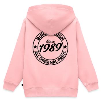 Zwei Sterne 1989 Silhouette - Kinder Premium Organic Zip Hoodie - Rosa - Hinten - AI Model Kid Female (0cm)