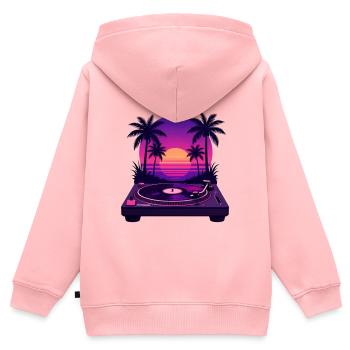 Vinyl Sunset Beach Palm Tree - Kids Premium Organic Zip-up Hoodie - rose - Back - AI Model Kid Female (0cm)
