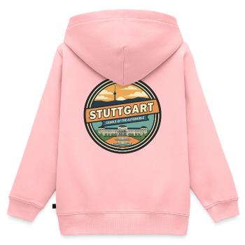 Insigne rétro du Schlossplatz de Stuttgart - Sweat Premium à capuche zippé enfant bio - rose - Dos - AI Model Kid Female (0cm)