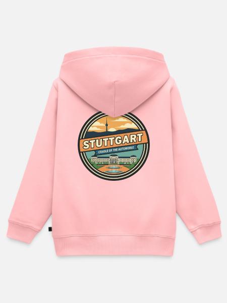 Retro Stuttgarter Schlossplatz-Abzeichen - Kinder Premium Organic Zip Hoodie - Rosa