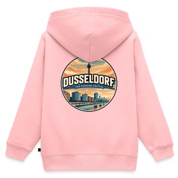 Insigne rétro de la promenade rhin de Düsseldorf - Sweat Premium à capuche zippé enfant bio - rose - Dos - AI Model Kid Female (0cm)