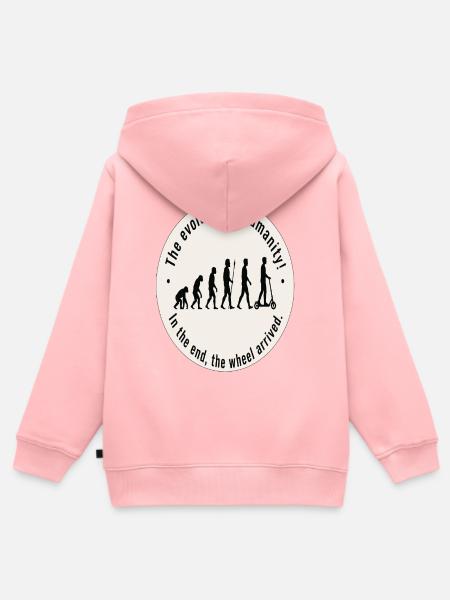 Die Evolution der Menschheit – lustige E-Roller-Kunst - Kinder Premium Organic Zip Hoodie - Rosa