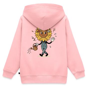 Vintage Gärtnerin Sonnenblume im Retro Look - Kinder Premium Organic Zip Hoodie - Rosa - Hinten - AI Model Kid Female (0cm)