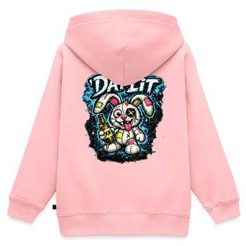 DatLit Bunny Graffiti - Sweat Premium à capuche zippé enfant bio - rose - Dos - AI Model Kid Female (0cm)