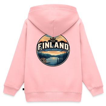 Emblème du sauna de la forêt de Finlande rétro - Sweat Premium à capuche zippé enfant bio - rose - Dos - AI Model Kid Female (0cm)