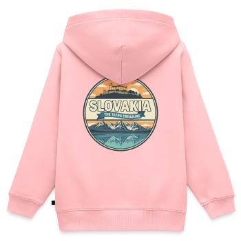 Retro-Slowakei-Hochtatra-Abzeichen - Kinder Premium Organic Zip Hoodie - Rosa - Hinten - AI Model Kid Female (0cm)