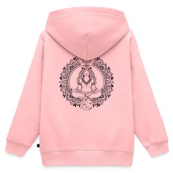 Boho Yoga Mandala - Méditation Soleil-Lune - Sweat Premium à capuche zippé enfant bio - rose - Dos - AI Model Kid Female (0cm)