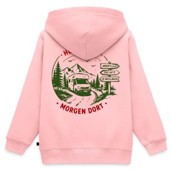 Abenteuer Roadtrip Waldsignale - Kinder Premium Organic Zip Hoodie - Rosa - Hinten - AI Model Kid Female (0cm)