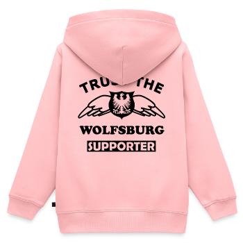 Wolfsburg Supporter - Kinder Premium Organic Zip Hoodie - Rosa - Hinten - AI Model Kid Female (0cm)