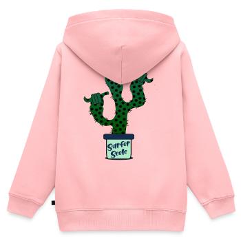 Surfer Surfing Kaktus - Kinder Premium Organic Zip Hoodie - Rosa - Hinten - AI Model Kid Female (0cm)