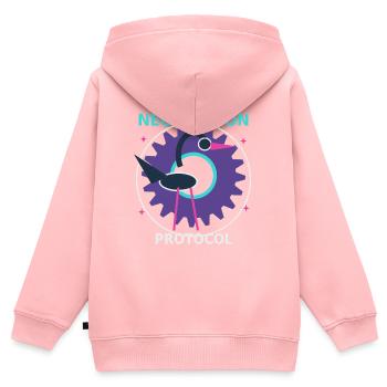 Neon Heron Protocol - Sweat Premium à capuche zippé enfant bio - rose - Dos - AI Model Kid Female (0cm)