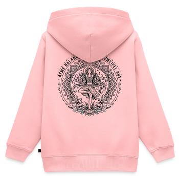 Atme Balance Ein Atme Zweifel Aus - Yoga Baum Pose - Kinder Premium Organic Zip Hoodie - Rosa - Hinten - AI Model Kid Female (0cm)