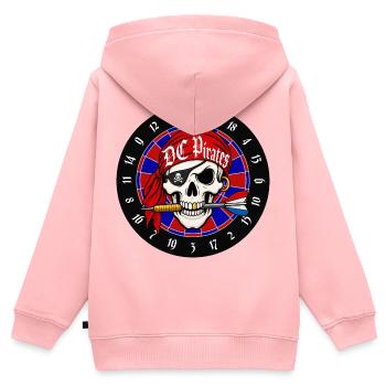 Piratenschädel auf Dartscheibe - Kinder Premium Organic Zip Hoodie - Rosa - Hinten - AI Model Kid Female (0cm)