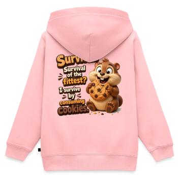 Cookie Hero : Survivre avec des cookies - Sweat Premium à capuche zippé enfant bio - rose - Dos - AI Model Kid Female (0cm)