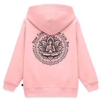 Inspirez l’amour, expirez la lumière - Namasté Lotus Yoga - Sweat Premium à capuche zippé enfant bio - rose - Dos - AI Model Kid Female (0cm)