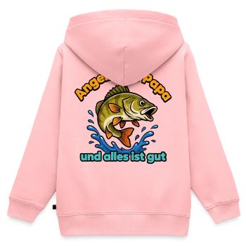 Angeln mit Papa – Alles ist gut - Kinder Premium Organic Zip Hoodie - Rosa - Hinten - AI Model Kid Female (0cm)