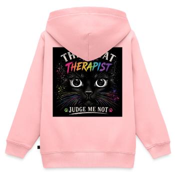 Katzentherapie: Die Katze ist mein Therapeut - Kinder Premium Organic Zip Hoodie - Rosa - Hinten - AI Model Kid Female (0cm)