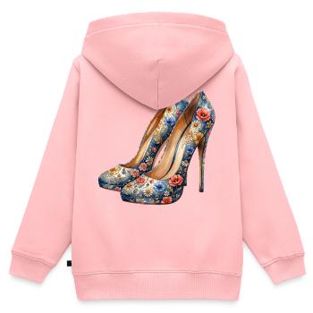 High Heels mit farbenfrohen Blumen - Kinder Premium Organic Zip Hoodie - Rosa - Hinten - AI Model Kid Female (0cm)