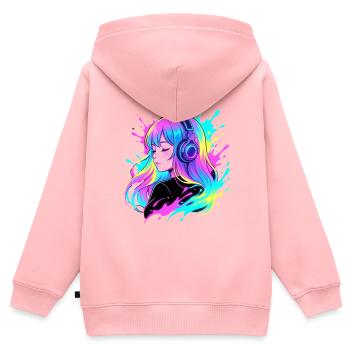 Neon Kopfhörer-Mädchen - Kinder Premium Organic Zip Hoodie - Rosa - Hinten - AI Model Kid Female (0cm)