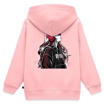 Sweat à capuche Cyberpunk Anime - Sweat Premium à capuche zippé enfant bio - rose - Dos - AI Model Kid Female (0cm)
