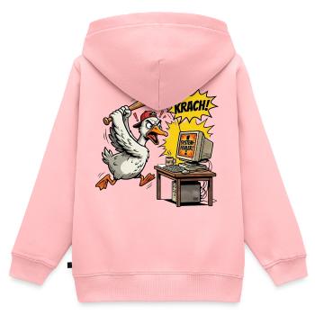 Wütende Gans gegen den Systemfehler - Kinder Premium Organic Zip Hoodie - Rosa - Hinten - AI Model Kid Female (0cm)