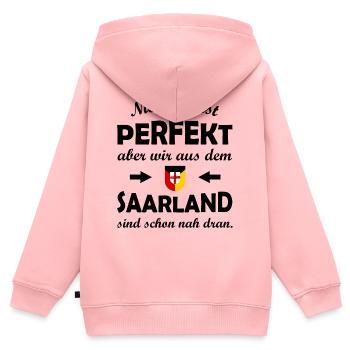 RotGelb Schildwappen Saarland - Kinder Premium Organic Zip Hoodie - Rosa - Hinten - AI Model Kid Female (0cm)