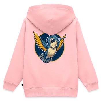 Hummingbird Kawaii Maskottchen-Cartoon-Clipart-Logo - Kinder Premium Organic Zip Hoodie - Rosa - Hinten - AI Model Kid Female (0cm)