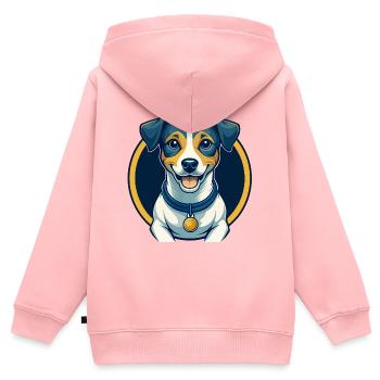 Jack Russell Terrier Hund Kawaii Cartoon Clipart - Kinder Premium Organic Zip Hoodie - Rosa - Hinten - AI Model Kid Female (0cm)