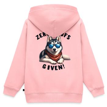 Zero Woofs Given Cool Husky Dog Design Merch - Kids Premium Organic Zip-up Hoodie - rose - Back - AI Model Kid Female (0cm)