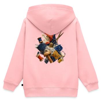 Patchwork Sewing: Fabrics and Needles - Kids Premium Organic Zip-up Hoodie - rose - Back - AI Model Kid Female (0cm)