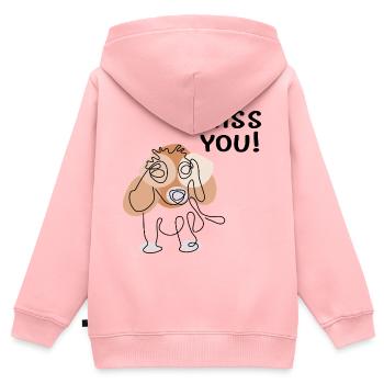 Ich vermisse dich, Hund. - Kinder Premium Organic Zip Hoodie - Rosa - Hinten - AI Model Kid Female (0cm)