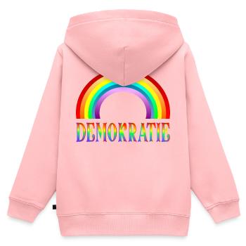 Regenbogen Demokratie - Haltung - Kinder Premium Organic Zip Hoodie - Rosa - Hinten - AI Model Kid Female (0cm)