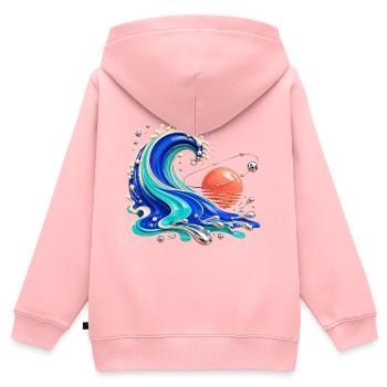 Solar Colorful Wave - Kids Premium Organic Zip-up Hoodie - rose - Back - AI Model Kid Female (0cm)