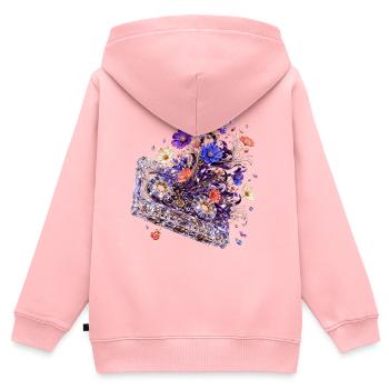 Futuristische retro-Blumenkassette - Kinder Premium Organic Zip Hoodie - Rosa - Hinten - AI Model Kid Female (0cm)